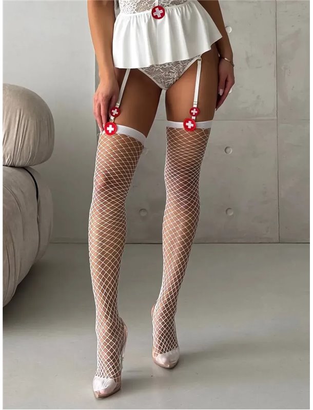 Панчохи білі, рольові М62 Domino фото - Luxbikini