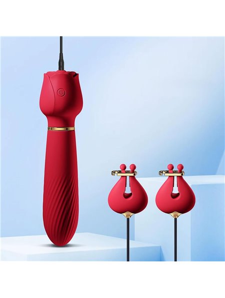 Силіконовий вібратор 2-в-1 з вібро-затискачами для сосків OEM Nipple Clamps 10 режимів Рожевий X00001253 China фото - Luxbikini