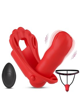 Силіконовий вібратор для клітора і точки G у трусики з ремінцем 10 режимів 8,5 см Червоний X00001255 China фото - Luxbikini