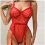 Боді еротичне сітчасте з квітковим принтом з підтяжками поліестер-спандекс M/L Червоне X00001218-2 China фото - Luxbikini