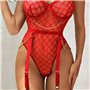 Боді еротичне сітчасте з квітковим принтом з підтяжками поліестер-спандекс M/L Червоне X00001218-2 China фото - Luxbikini