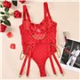 Боді еротичне сітчасте з квітковим принтом з підтяжками поліестер-спандекс M/L Червоне X00001218-2 China фото - Luxbikini