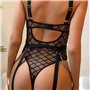 Боді еротичне сітчасте з квітковим принтом з підтяжками поліестер-спандекс M/L Чорне X00001218-1 China фото - Luxbikini