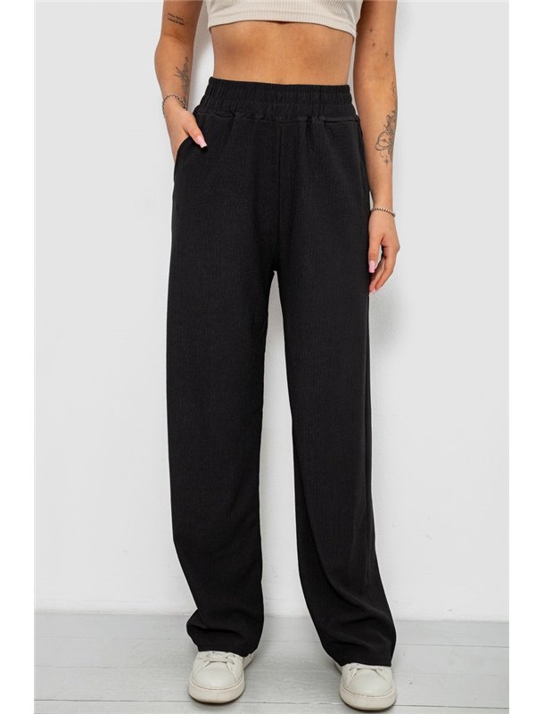 Штани жіночі однотонні повсякденні, колір чорний, 214R326 214R326 AGER фото - Luxbikini