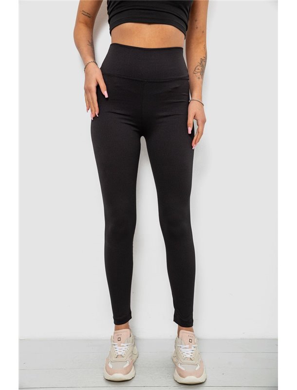 Лосини жіночі однотонні в рубчик, колір чорний, 214RU200 214RU200 AGER фото - Luxbikini