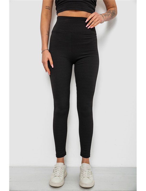 Лосини жіночі однотонні в рубчик, колір чорний, 214R0009 214R0009 AGER фото - Luxbikini