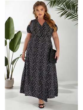 Сукня жіноча на запах з принтом софт, колір чорний, 257R358-1 257R358-1 AGER фото - Luxbikini