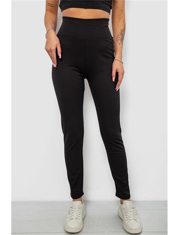 Лосини жіночі однотонні в рубчик на флісі 0, колір чорний, 214R0009-1 214R0009-1 AGER фото - Luxbikini