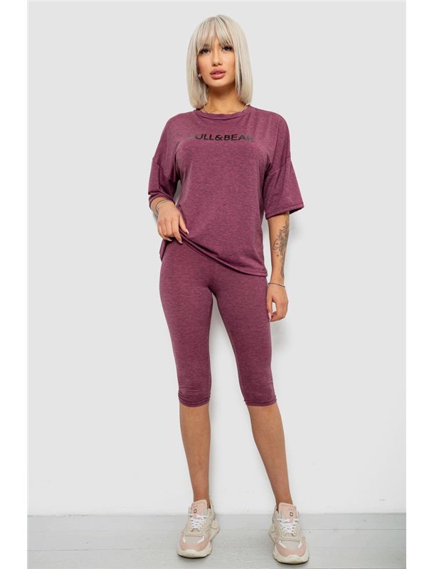 Костюм домашній жіночий з принтом, колір сливовий, 257R738-1 257R738-1 AGER фото - Luxbikini