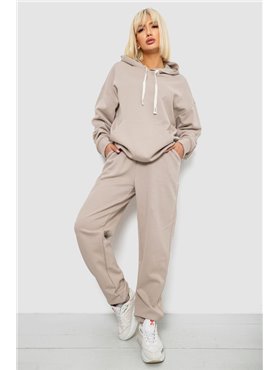 Спортивний костюм жіночий однотонний, колір бежевий, 244R1070AG 244R1070AG AGER фото - Luxbikini