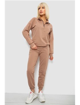 Спортивний костюм жіночий однотонний, колір мокко, 244R1069AG 244R1069AG AGER фото - Luxbikini