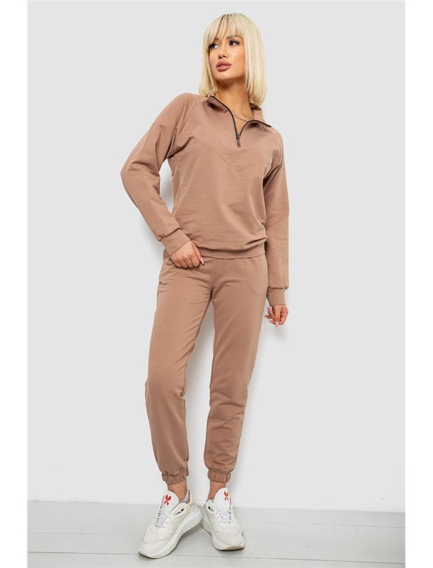 Спортивний костюм жіночий однотонний, колір мокко, 244R1069AG 244R1069AG AGER фото - Luxbikini