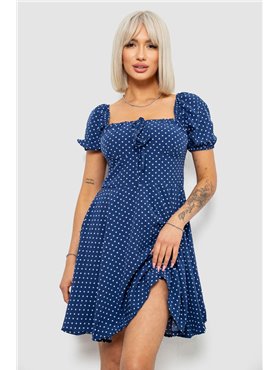 Сукня жіноча в горошок софт, колір синій, 257R811-1 257R811-1 AGER фото - Luxbikini