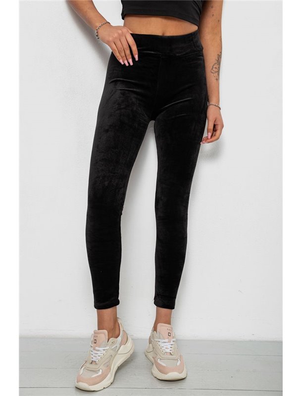 Лосини жіночі велюрові однотонні, колір чорний, 214R263 214R263 AGER фото - Luxbikini