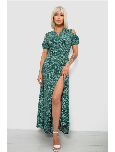 Сукня жіноча на запах з принтом софт, колір зелений, 257R358-2 257R358-2 AGER фото - Luxbikini
