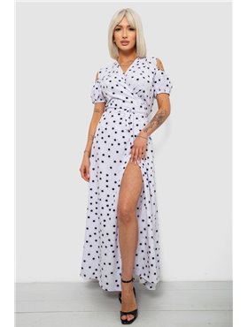 Сукня жіноча на запах у горошок софт, колір білий, 257R358 257R358 AGER фото - Luxbikini