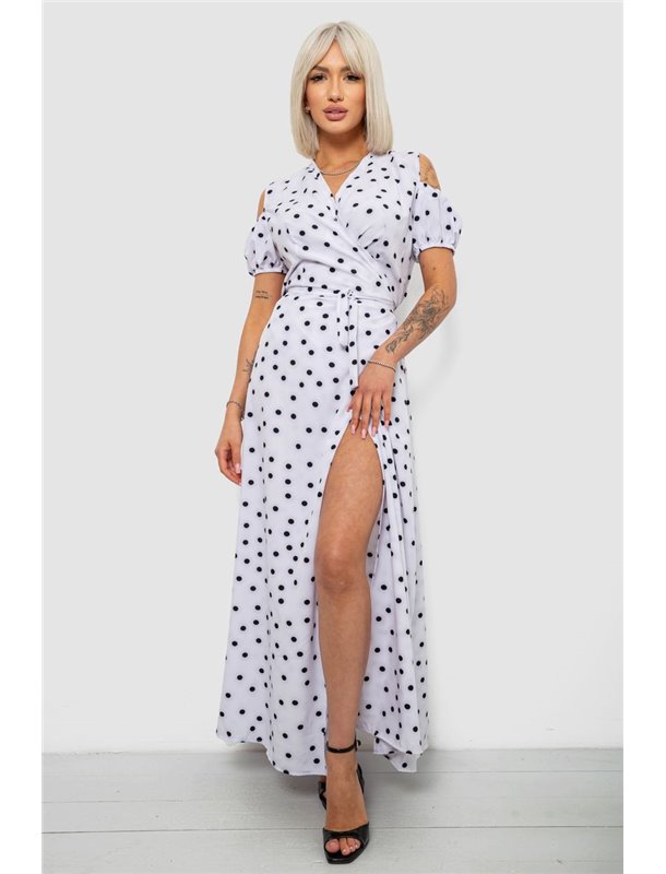 Сукня жіноча на запах у горошок софт, колір білий, 257R358 257R358 AGER фото - Luxbikini