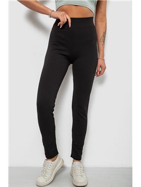 Лосини жіночі однотонні в рубчик на флісі, колір чорний, 214R325 214R325 AGER фото - Luxbikini