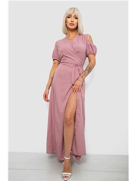 Сукня жіноча на запах у горошок софт, колір пудровий, 257R358-3 257R358-3 AGER фото - Luxbikini