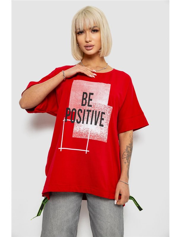 Футболка жіноча з принтом, колір червоний, 244R4011 244R4011 AGER фото - Luxbikini