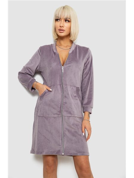 Халат жіночий велюровий на блискавці, колір темно-бузковий, 257R1023 257R1023 AGER фото - Luxbikini
