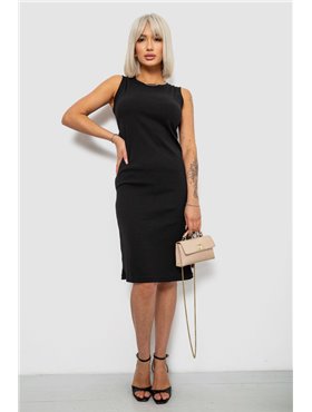 Сукня однотонна в рубчик, колір чорний, 257R707 257R707 AGER фото - Luxbikini