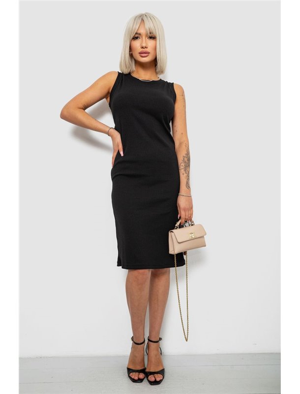 Сукня однотонна в рубчик, колір чорний, 257R707 257R707 AGER фото - Luxbikini