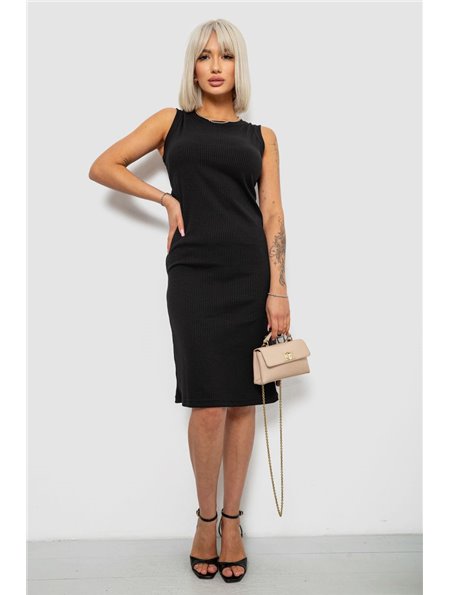 Сукня однотонна в рубчик, колір чорний, 257R707 257R707 AGER фото - Luxbikini