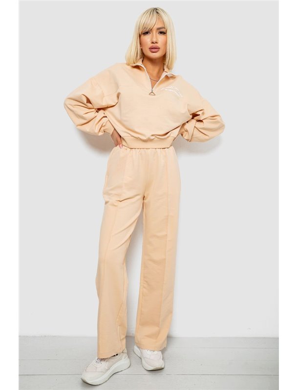 Спортивний костюм жіночий з принтом, колір бежевий, 244R1061AG 244R1061AG AGER фото - Luxbikini