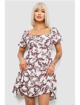 Сукня жіноча з принтом софт, колір молочний, 257R811-3 257R811-3 AGER фото - Luxbikini