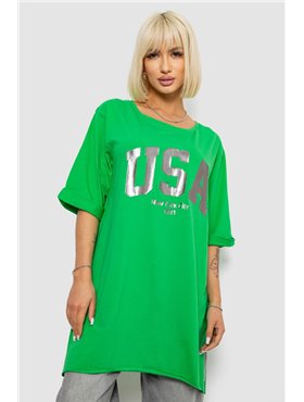 Футболка жіноча з принтом, колір зелений, 244R2022-5 244R2022-5 AGER фото - Luxbikini