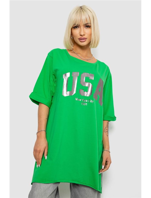 Футболка жіноча з принтом, колір зелений, 244R2022-5 244R2022-5 AGER фото - Luxbikini