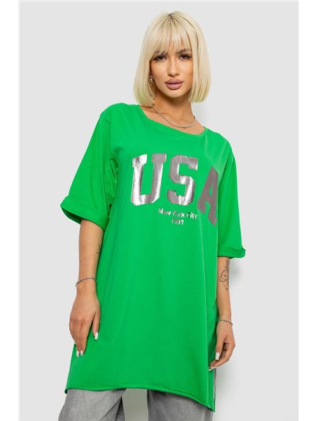 Футболка жіноча з принтом, колір зелений, 244R2022-5 244R2022-5 AGER фото - Luxbikini