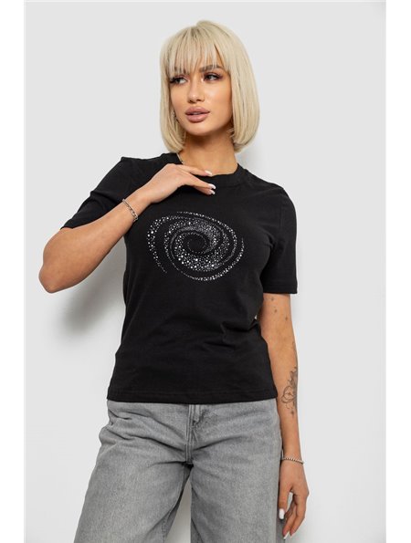 Футболка жіноча з принтом, колір чорний, 241R139 241R139 AGER фото - Luxbikini