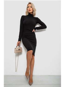 Сукня однотонна в рубчик, колір чорний, 257R701-1 257R701-1 AGER фото - Luxbikini