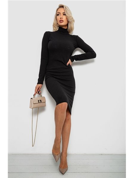 Сукня однотонна в рубчик, колір чорний, 257R701-1 257R701-1 AGER фото - Luxbikini