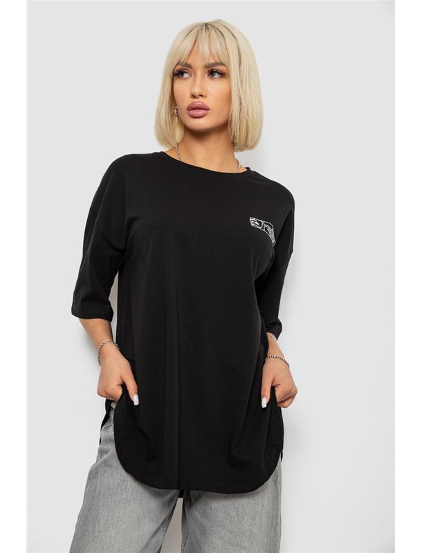 Футболка жіноча з принтом, колір чорний, 244R2017 244R2017 AGER фото - Luxbikini
