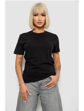 Футболка жіноча однотонна, колір чорний, 129R8900-2 129R8900-2 AGER фото - Luxbikini