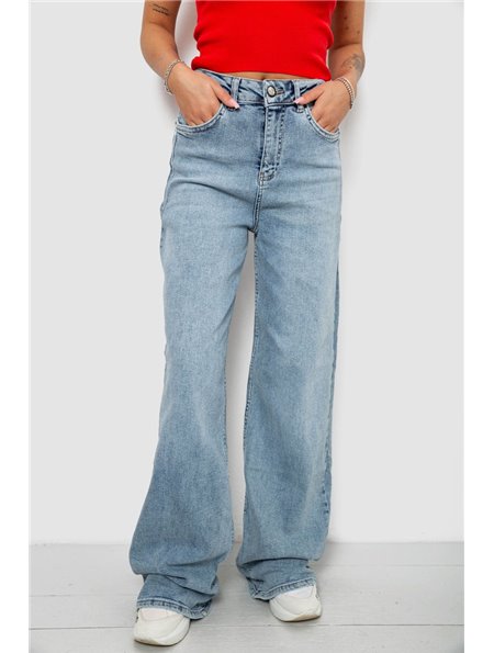Джинси жіночі однотонні Wide leg, колір блакитний, 244R00198 244R00198 AGER фото - Luxbikini