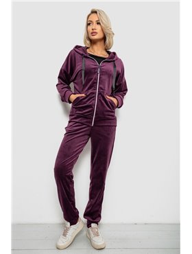 Спортивний костюм жіночий велюровий, колір сливовий, 257R4122 257R4122 AGER фото - Luxbikini