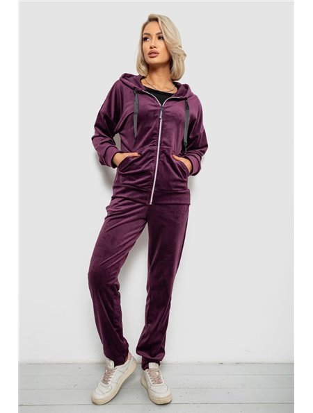 Спортивний костюм жіночий велюровий, колір сливовий, 257R4122 257R4122 AGER фото - Luxbikini