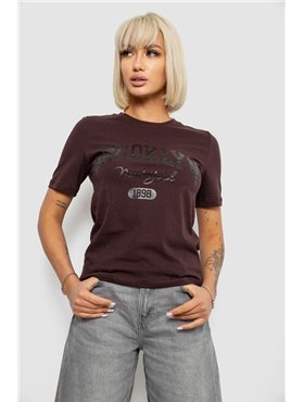 Жіноча футболка з принтом, колір шоколадний, 241R137 241R137 AGER фото - Luxbikini