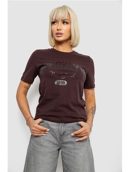 Жіноча футболка з принтом, колір шоколадний, 241R137 241R137 AGER фото - Luxbikini