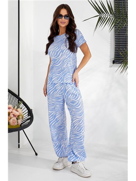 Костюм жіночий повсякденний з принтом, колір блакитний, 257R815-1 257R815-1 AGER фото - Luxbikini