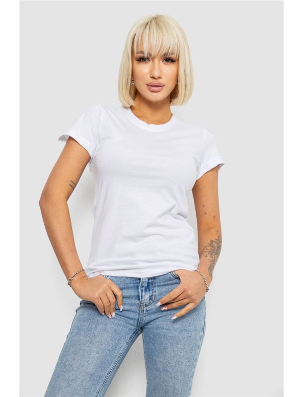 Футболка жіноча однотонна, колір білий, 129R8900 129R8900 AGER фото - Luxbikini