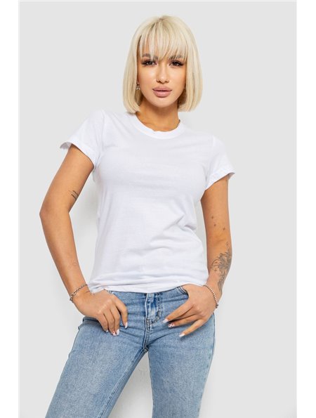 Футболка жіноча однотонна, колір білий, 129R8900 129R8900 AGER фото - Luxbikini