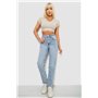 Джинси жіночі однотонні MOM, колір блакитний, 244R00590 244R00590 AGER фото - Luxbikini