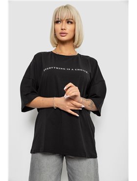 Футболка жіноча з принтом, колір чорний, 244R2020 244R2020 AGER фото - Luxbikini