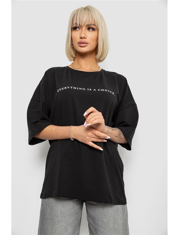 Футболка жіноча з принтом, колір чорний, 244R2020 244R2020 AGER фото - Luxbikini