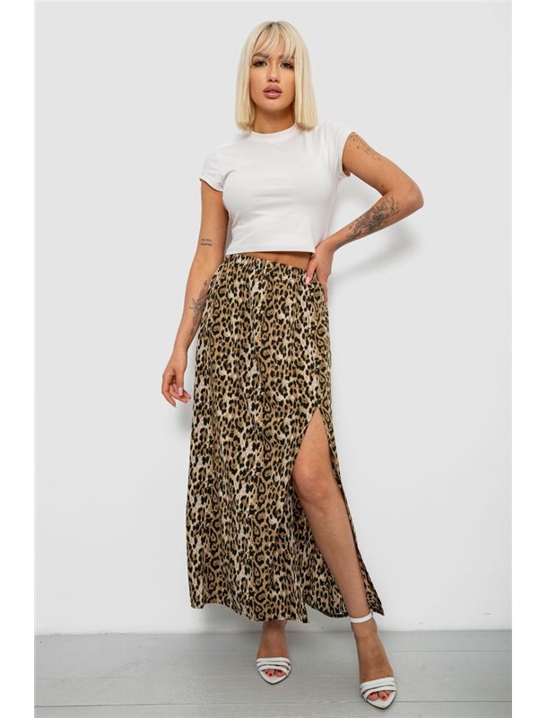 Спідниця софт із леопардовим принтом, колір бежевий, 257R11-3 257R11-3 AGER фото - Luxbikini